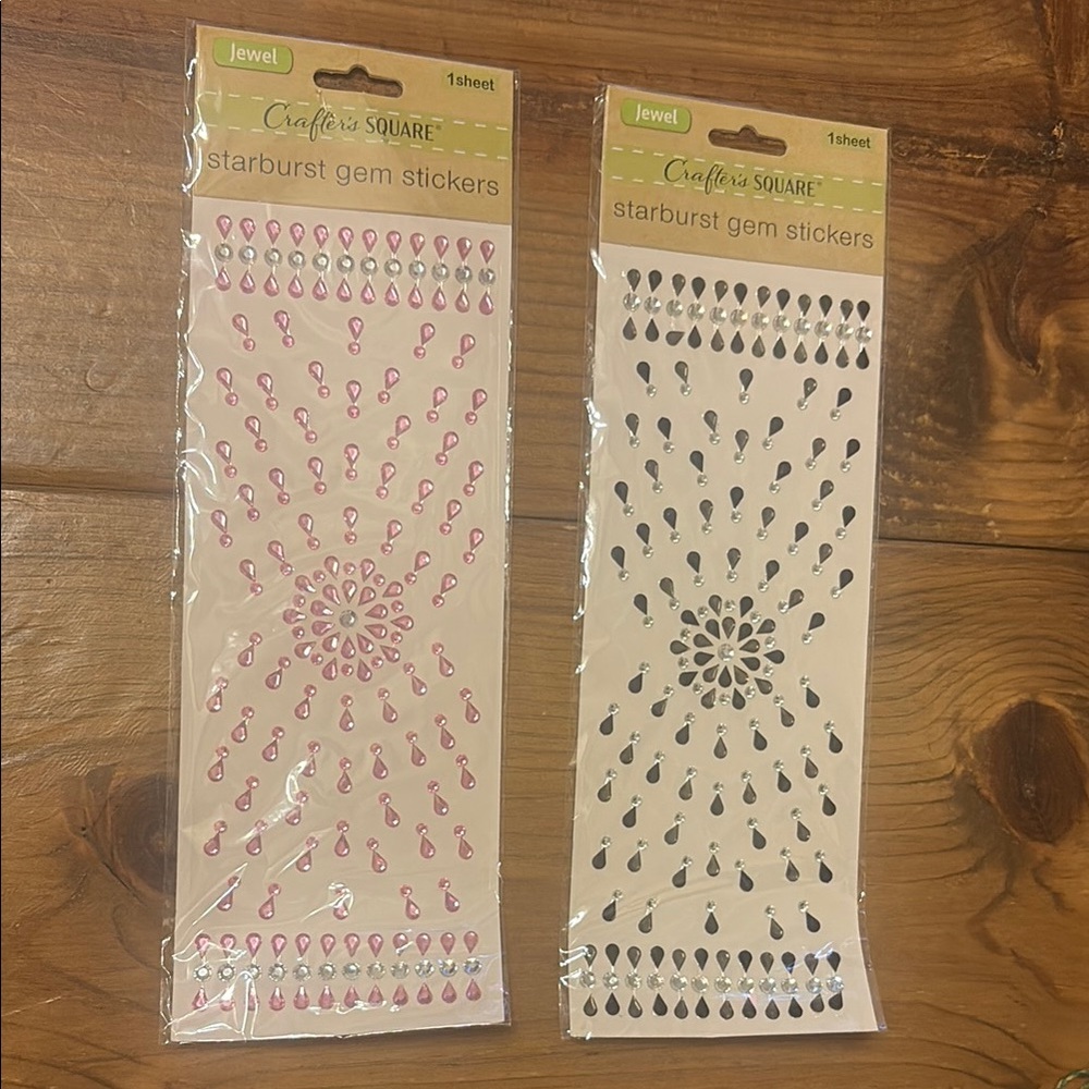 Crafter's Square Starburst Gem Stickers Black & Pink Set of 2